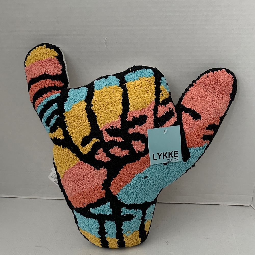 Hang Ten Colorful Hand-Shaped Pillow by Lykke Decor NWT